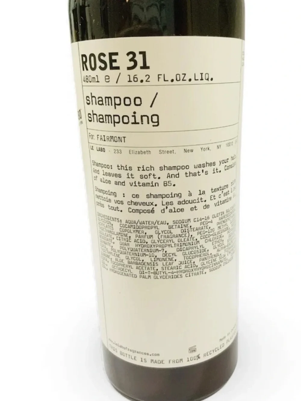 SHAMPOO LE LABO ROSE 31 JUMBO SIZE 16.2 fl.oz